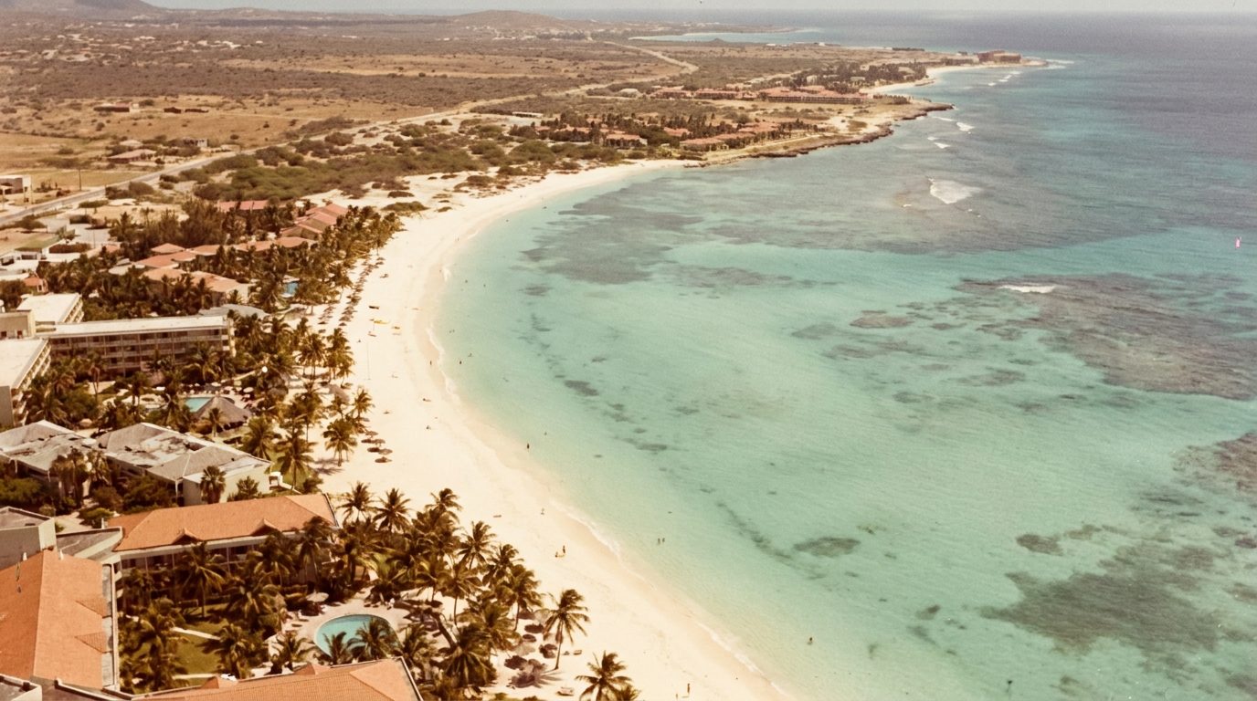 Aruba coastline from above